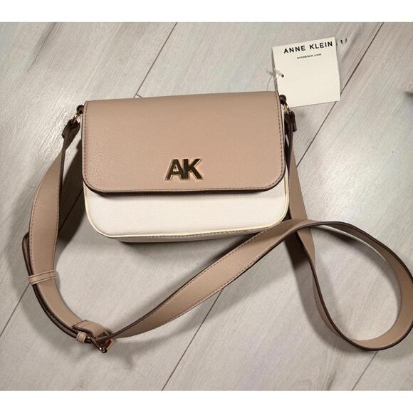 Anne Klein Handbags - NWT Anne Klein Two-Tone Tan Flap Crossbody Bag